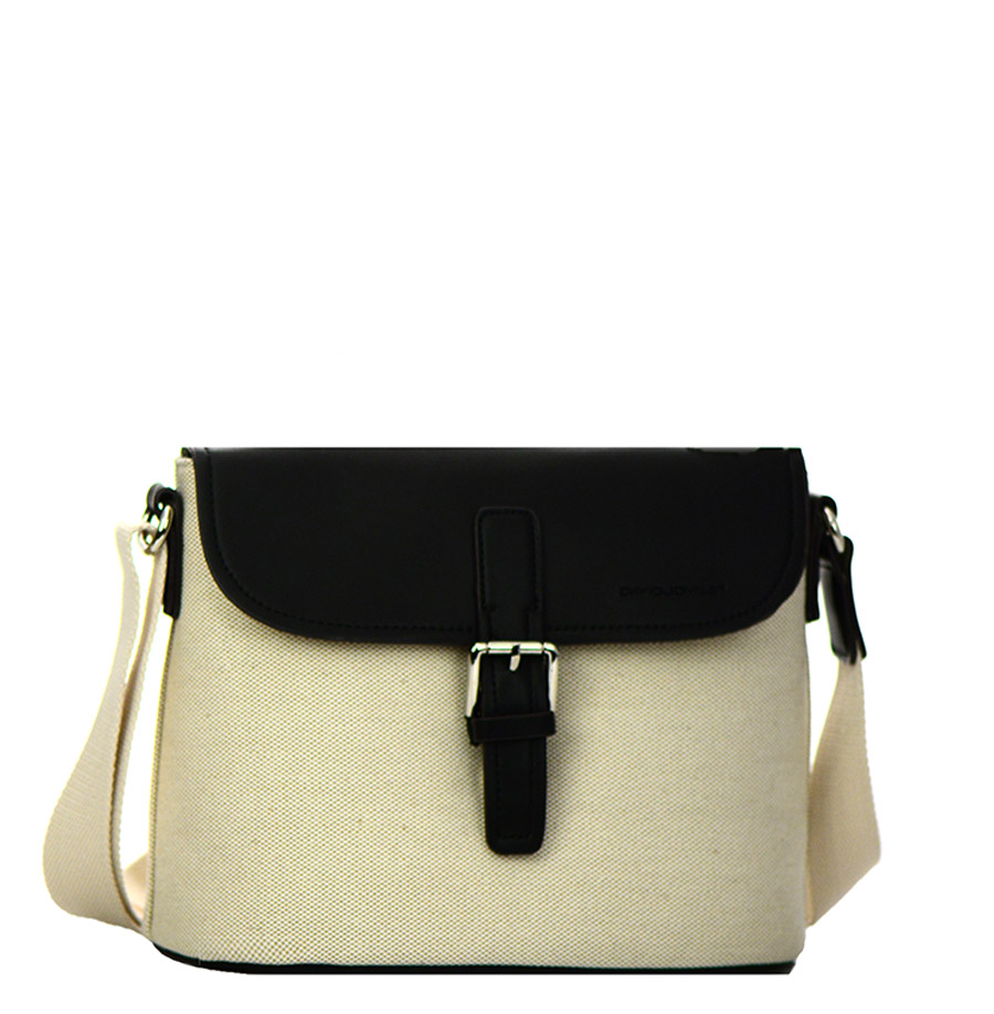 David Jones Canvas Leather Messenger Bag 50331 38177 Cognac